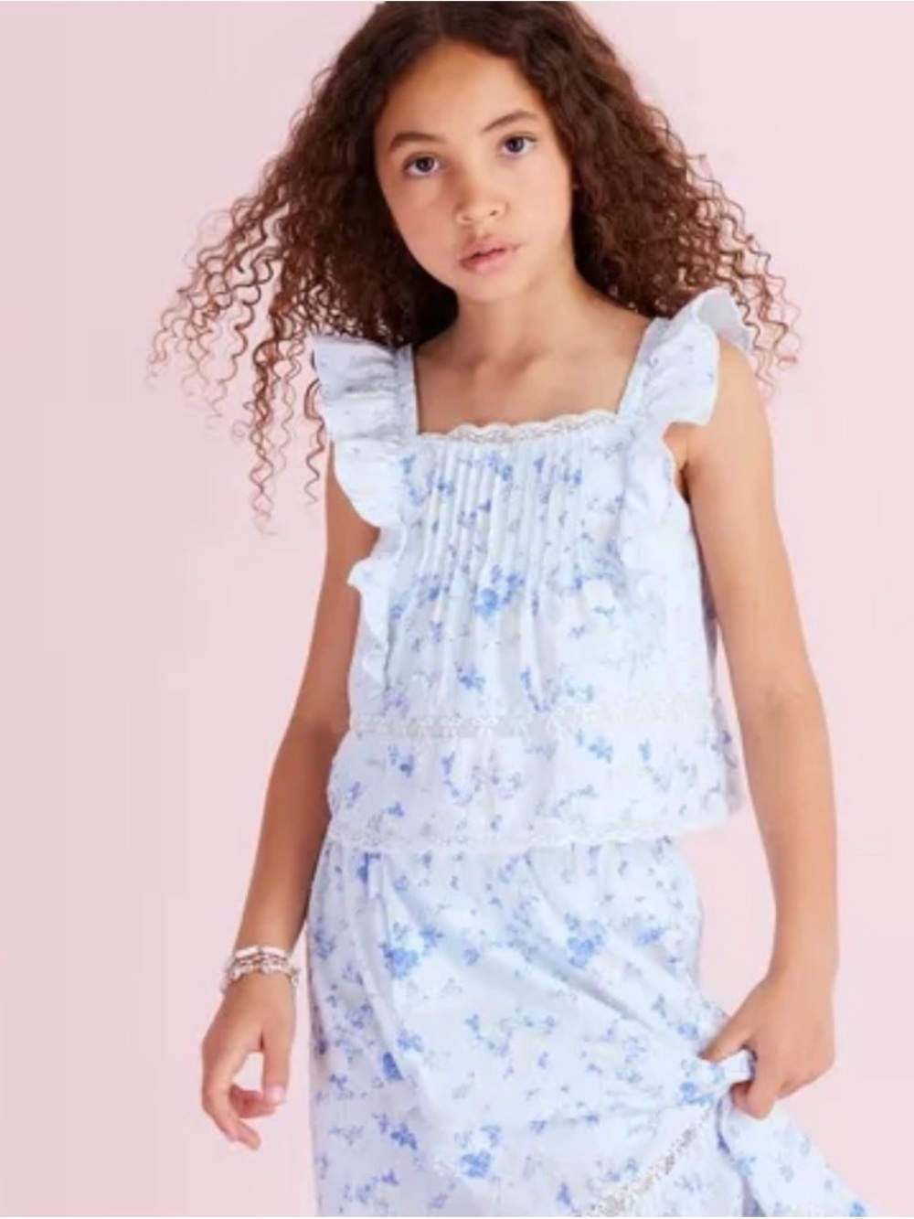 LoveShackFancy Rebecca Budding Florals Ruffle Tank Top - Charming